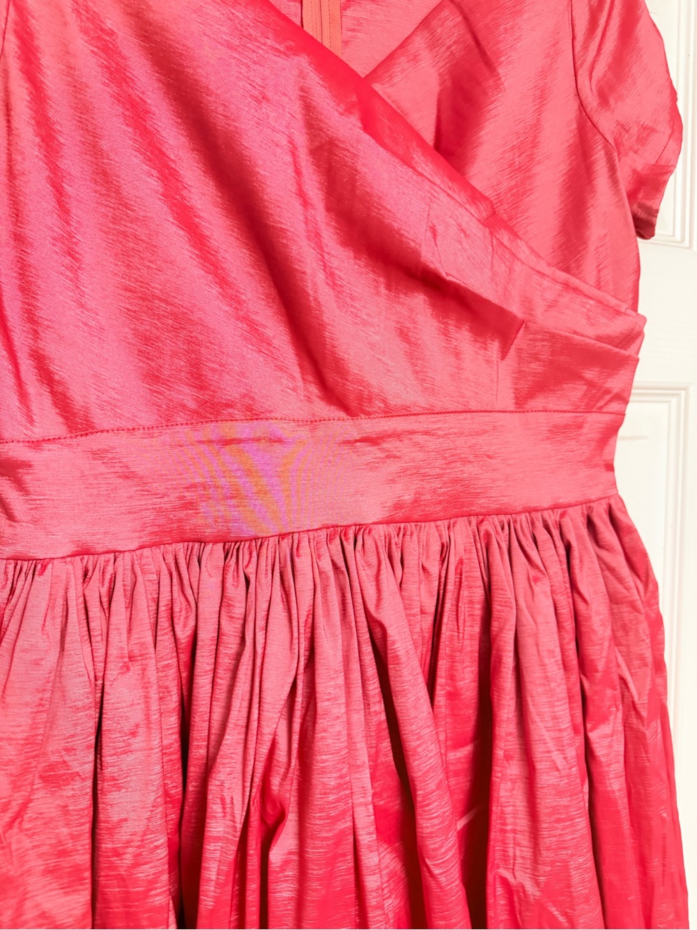 Pinup Couture Shimmery Coral Fit-and-Flare Party Dress - Picture 2 of 4